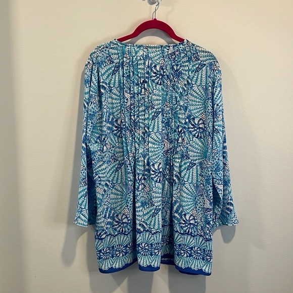 Lilly Pulitzer “Marilina” tunic top in amalfi blue by the seashore print L - Picture 5 of 5